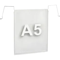 100 Drahtbügeltaschen für DIN A5, Schmalseite offen, Weich-PVC, transparent