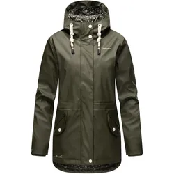 NAVAHOO Damen Warmer Regenjacke Wasserdichter Regenmantel mit Kapuze Oceans Heart
