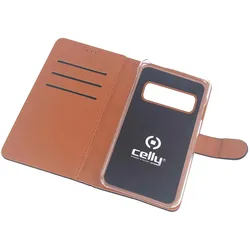 Celly WALLY891 Handy-Schutzhülle (6.4 Zoll) Geldbörsenhülle (Samsung Galaxy S10+), Smartphone Hülle, Schwarz, Braun