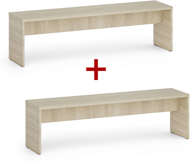 B2B Partner Umkleidebank 1+1 GRATIS, 1500 mm breit, Eiche natur