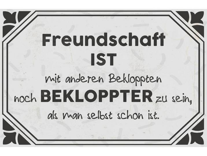 Metallbild QUEENCE Bekloppte Freunde , schwarz (farbe bild(er): schwarz), B:30cm H:20cm, Metall, Stahl, Bilder, Metallbild, Stahlschild, Blechschild, Sprüche, Texte, Freundschaft