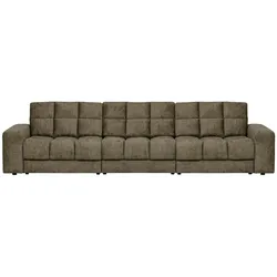 Sofa Date 3-Sitzer aus Struktursamt, klassisch, grün Bonsai, komfortabel gepolstert