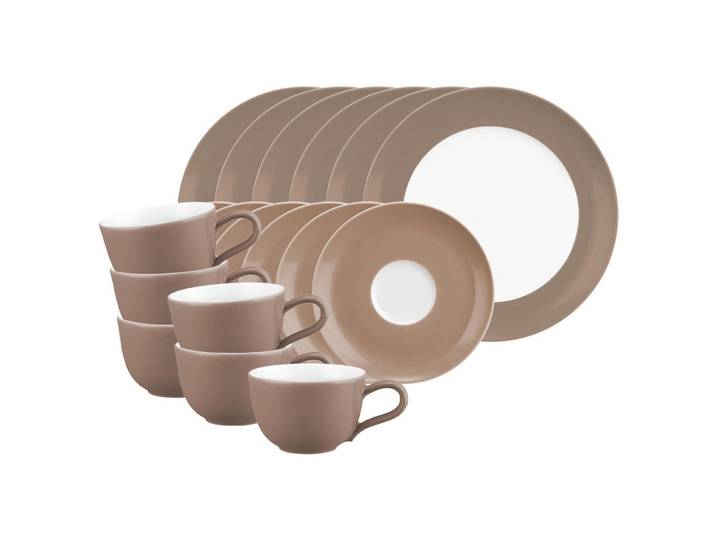 Seltmann Weiden Kaffeeservice Liberty Pure Colors Cocoa Brown 18-tlg., Braun, Keramik, 18-teilig, Rund, 2x2x2 cm, Geschirr, Geschirrsets, Kaffeeservice