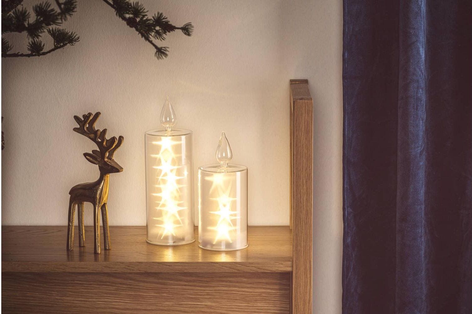 LED-Kerze LEONARDO "LEONARDO LED-Kerze Riposa 27", weiß, neutral, B:9cm H:27cm T:9cm Ø:9cm, Glas, Polypropylen (PP), Kerzen, LED-Kerze weiß, neutral Ø/H: 9cm x 27cm