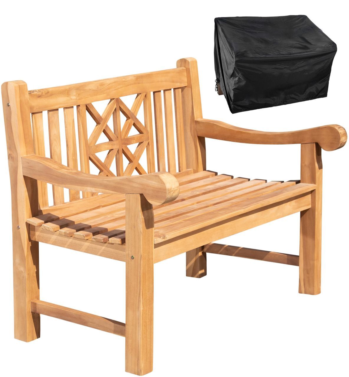 Teakbank Florida 120 cm mit Abdeckhaube teak
