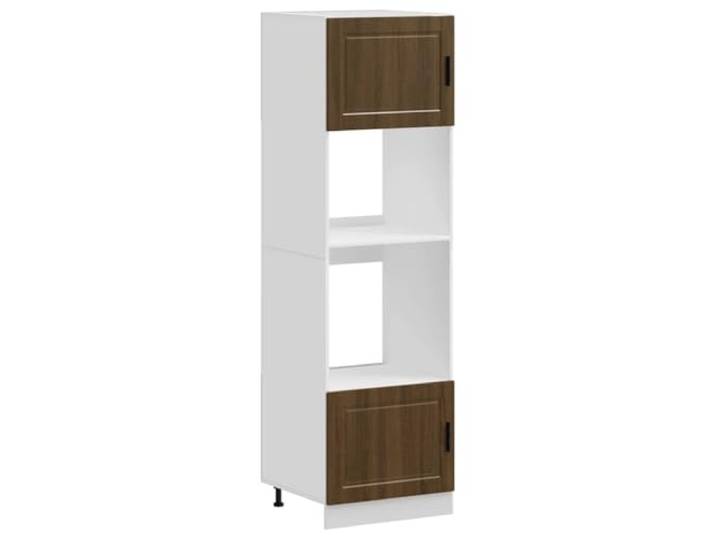 HKTMGDNG Herdumbauschrank 2er Set Porto 60x57x207 cm Braun Eichen-Optik Funktionaler Backofenschrank für die Küche mit verstellbaren Füßen und großer Nische für Elektrogeräte.