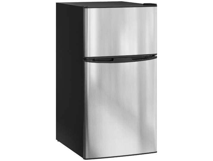 Homcom – Réfrigérateur Congélateur 88l – Portes Réversibles – Thermostats Réglables – Acier Noir – 45\,5x50x86\,5cm – Faible Consommation D'Énergie