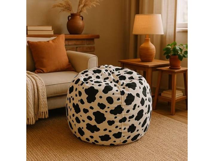 Dmora Pouf-Tasche mit Fantasie, schwarz-weiß, Maße 80 x 120 x 80 cm