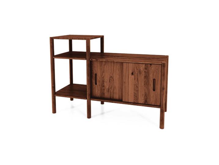 byoak Regal INA Wildeiche, Dunkelbraun, Holz, Kerneiche, 120x86x46 cm, Wohnzimmer, Regale, Bücherregale