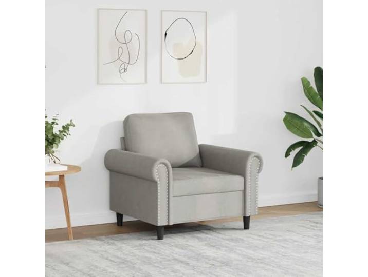 HEFZGDB Hellgrauer Samt Sessel 60 cm mit Metallgestell und Polsterung für Wohnzimmer Komfort Sitzmöbel