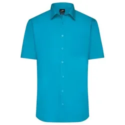Herrenhemd Poplin Kurzarm JN680, türkis, Größe M - türkis - M