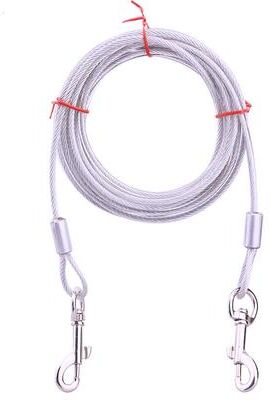 Friendly Fresh Finds Steel Wire Rope Dog Chain Double End Traction Rope Dog Stake Bolt Iron Chain Pet Fixing Traction white 3m