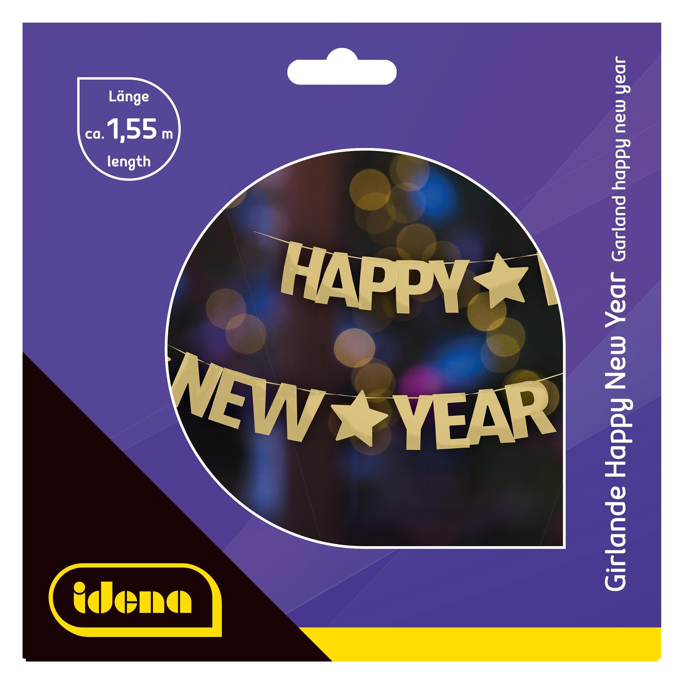 Idena Girlande Happy New Year gold /silber 160cm (1 Stk.) (59892462)