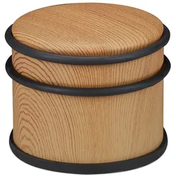 Relaxdays Türstopper, für schwere Türen & Fenster, Edelstahl & Gummi, Holzoptik, hoher Bodenpuffer, ∅ 9,5 cm, braun