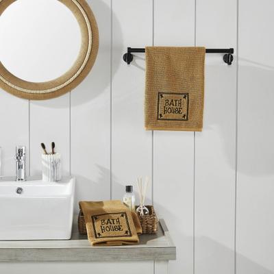 VHC Brands Bath House Prim Stars Tan Hand Towel Set of 2 16x26