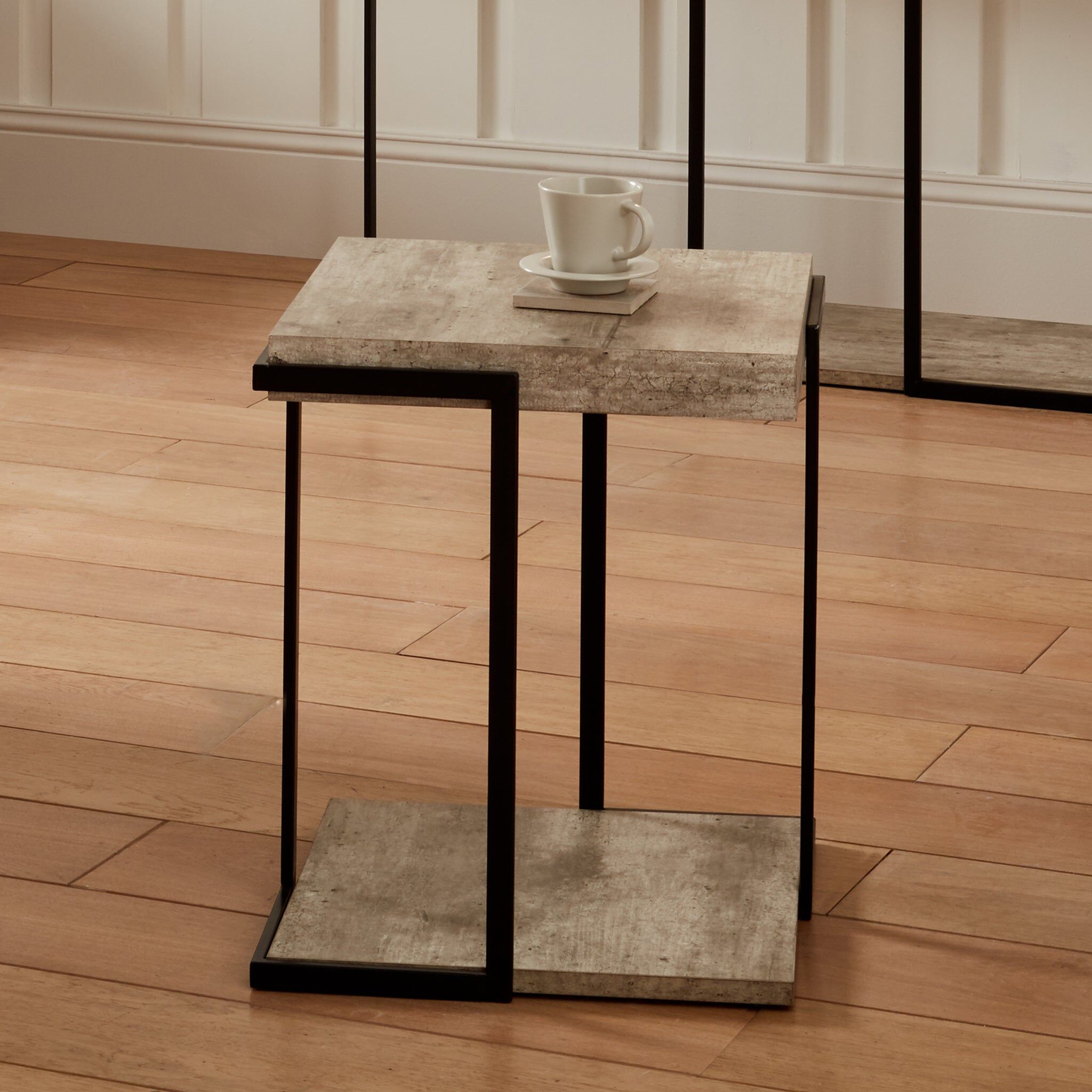 Pacific Lifestyle - Jersey Concrete Effect & Black Iron Side Table