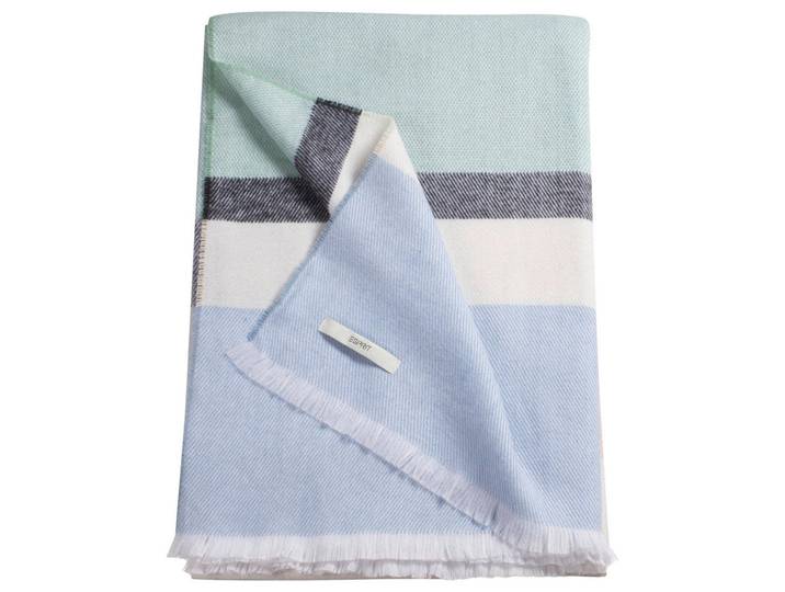 Esprit Plaid, Hellblau, Mintgrün, Textil, Streifen, 130x190 cm, Fransen, Heimtextilien, Wohntextilien, Decken, Plaids