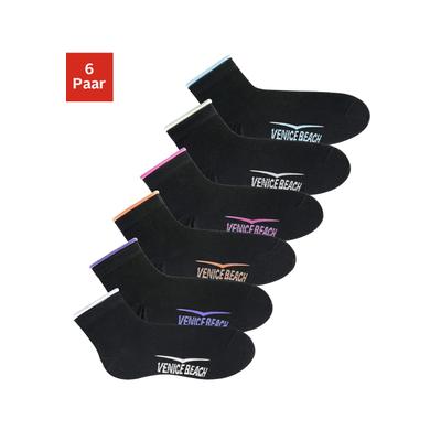 Kurzsocken VENICE BEACH "Sport & Lifestyle Sneaker Socken Damen", Damen, Gr. 39-42, schwarz, Baumwolle, Elasthan, Polyamid, unifarben, elastisch, Socken, mit druckfreiem Bündchen