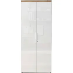 Schrank Easy Office Eichefarben/Weiß Hochglanz