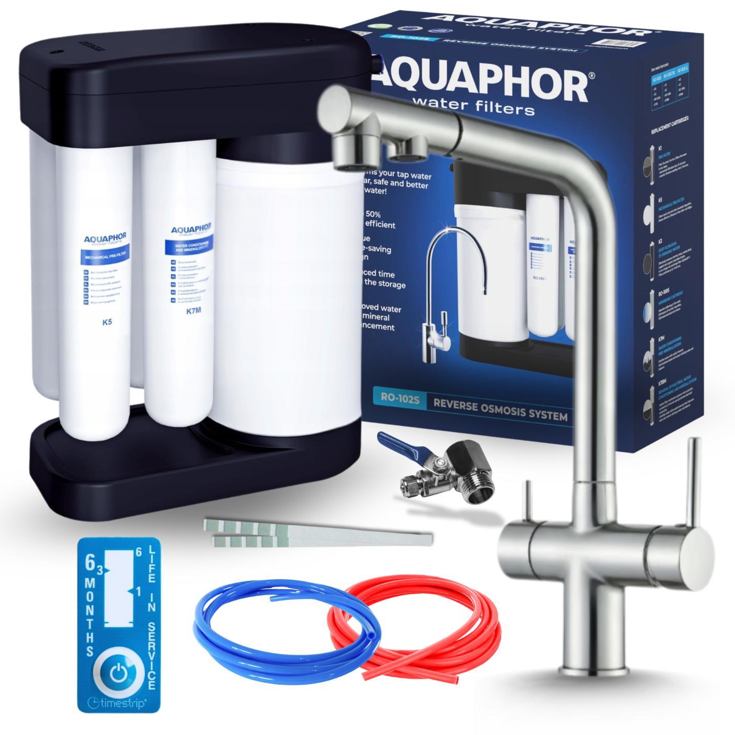 Ari 3-Wege-Küchenarmatur Venom, Edelstahl, Ausziehbare Spültischarmatur Im Set Mit Aquaphor Wasserfiltersystem, Untertischanlage