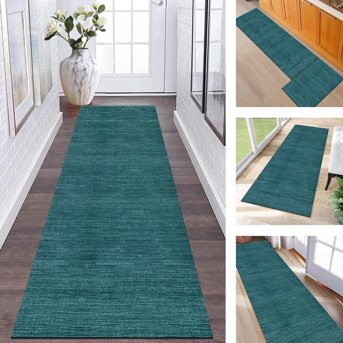 Wasbaar Antislip Vloerkleed Runner voor Hal, Keuken of Slaapkamer - Donkerblauw - 70 x 300 cm