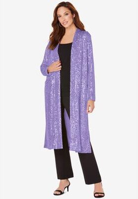 Plus Size Women's Plus Size Sequin Duster by Roaman's in Vintage Lavender (Size 14 W) Jacket