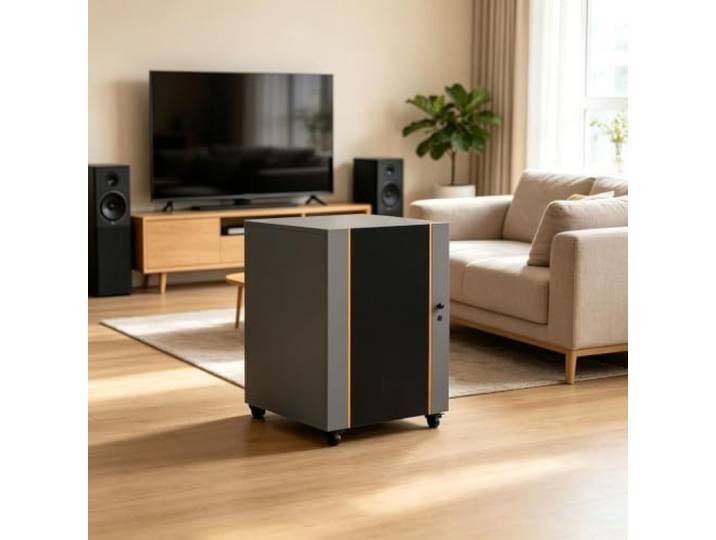 Stereo-Schrank, Audio-Rack mit Verstellbaren Regalen und Kabelorganizer Audio-Rack, Moderner Stereo-Schrank, Heim-Mediaständer, Verstellbare Regale