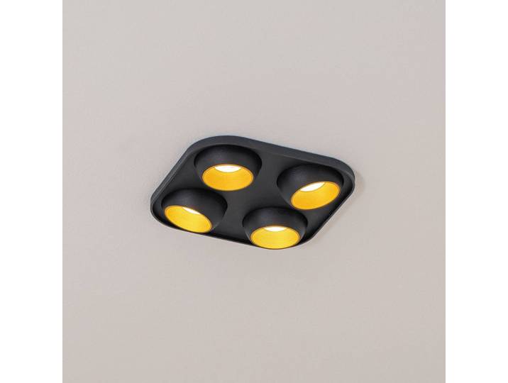 BEGA LED-Einbaustrahler Studio Line schwarz/messing, 4-fl. Line, dimmbar, schwarz, für Wohn- / Esszimmer, Kunststoff