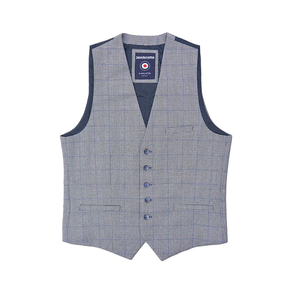 Lambretta Heren George Prince Of Wales Geruite Waistcoat (Grijs)