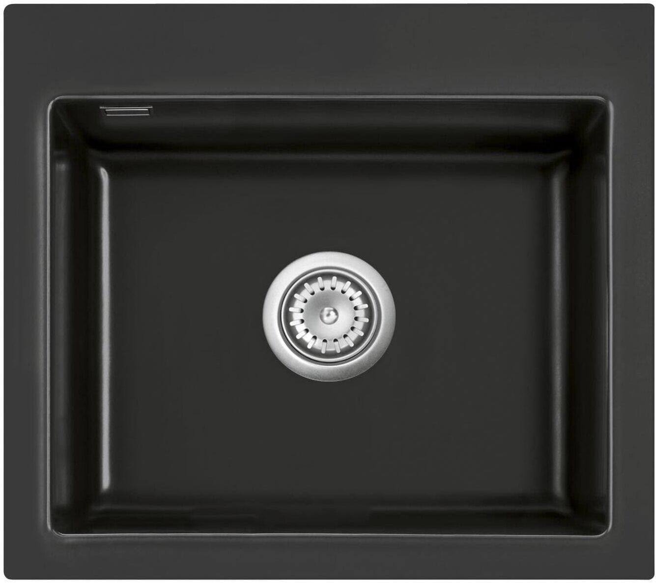 Systemceram Keradomo Mera 57 Einbauspüle mit Excenterbetätigung, mit Hahnlochbohrung, Küchenspülen, 505702-68, nero - B: 57,5 T: 51 H: 20 cm - nero