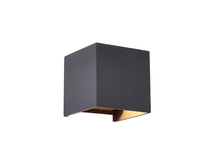 LED-wandlamp buiten Davos, dimbaar, zwart, Aluminium, LED wandlamp buiten