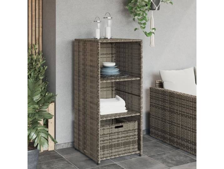 Armoire de rangement - AKOZON - 50x55x115 cm - Résine tressée - Extérieur - Gris