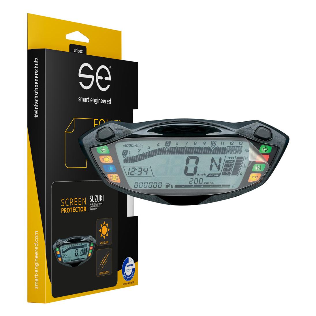 Smart Engineered se Entspiegelte 3D Tacho / Cockpit Schutzfolie (VPE 2) für Suzuki (SE-DCP-2-0102-0091-1-M)