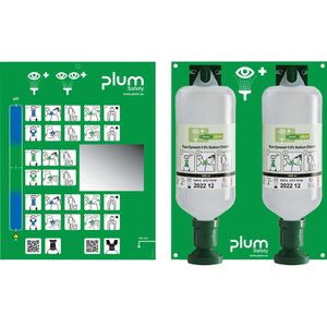 Plum Augenspülung Maxi sterile NaCl, Augenspülstation, Wandhalterung, 2 x 1000ml