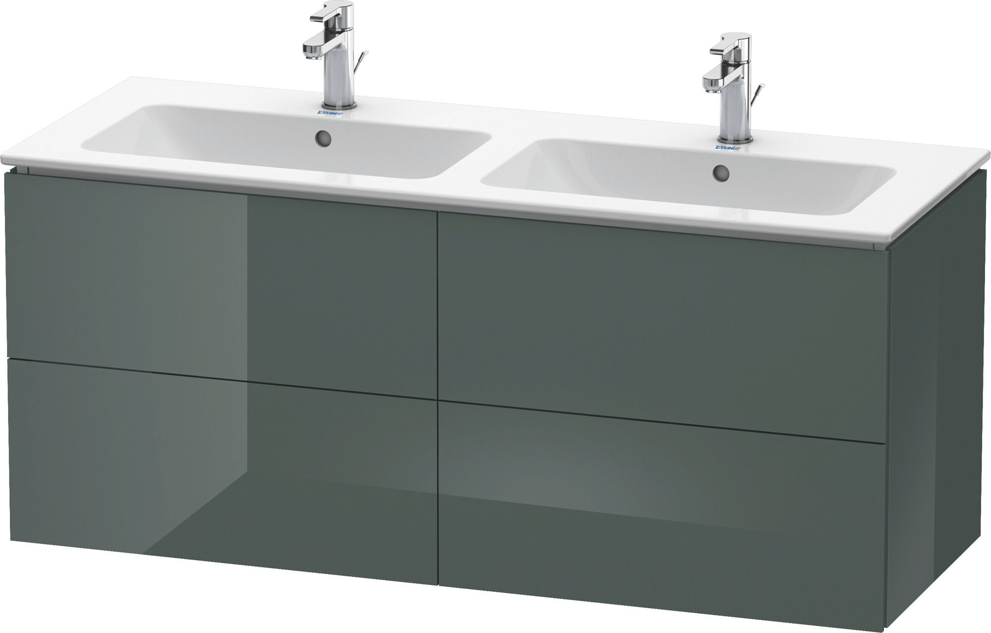 Duravit L-Cube meuble sous-vasque LC625903838 Dolomiti Grey brillant, 129x55x48,1cm, 4 tiroirs