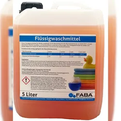 FABA Flüssigwaschmittel Konzentrat 5 L, orange, Universal Color angenehm frisch inkl. Ausgießer