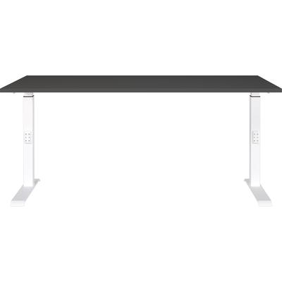 Schreibtisch GERMANIA "Downey", grau (graphit, weiß, weiß, graphit), B:160cm H:91cm T:80cm, Tische, Schreibtisch, höhenverstellbar von 68-91 cm, verfügbar in verschiedenen Breiten