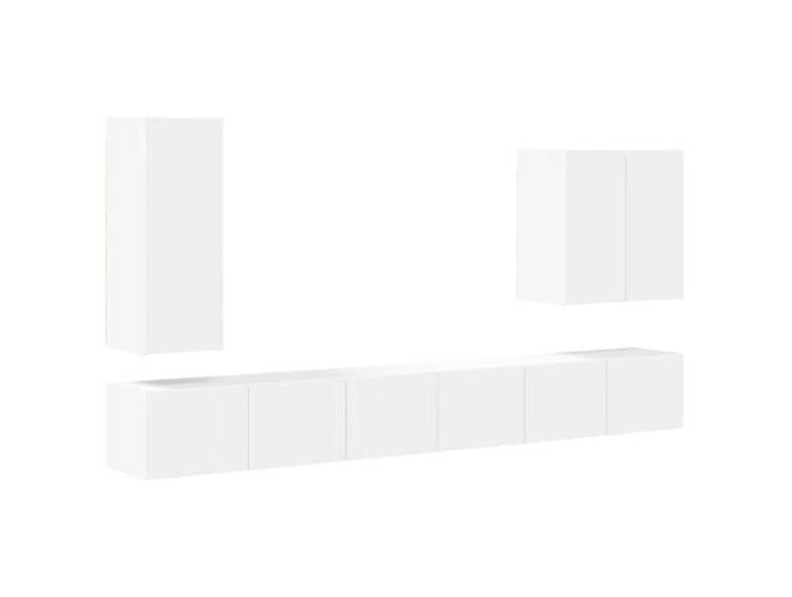 GKHPYURE Set TV-Schrank zur Wandmontage, Weiß, 6 Stück 9 Türen, 12 Regale, Montage erforderlich, langlebig, viel Platz