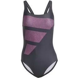 ADIDAS Damen Badeanzug Big Bars Graphic, Größe 38 in Grau Grau