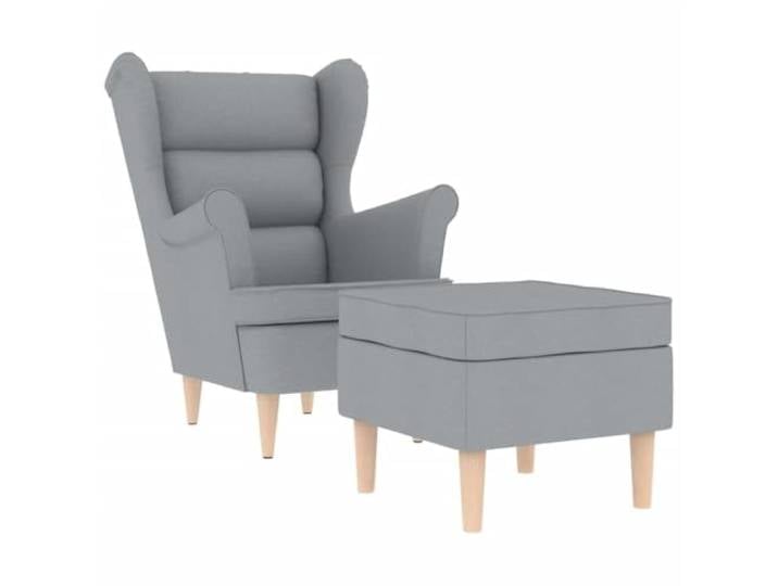 KTHLBRH Sessel mit Fußstütze, hellgrau, aus 100 % Polyester Sessel mit Fußhocker, Stoff 100% Polyester, Gestell aus Holz, Füllung aus Schaumstoff, Kapazität 110 kg