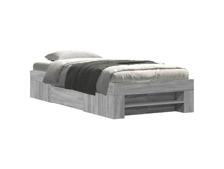 PUGYNBK Bettgestell Sonoma grau 80 x 200 cm Holzverarbeitung, integrierte Schubladen, fester Lattenboden, moderner Stil
