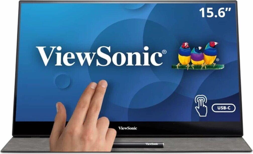 Viewsonic TD1655, 39,6 cm (15.6"), 1920 x 1080 Pixel, Full HD, LED, 6,5 ms, Schwarz, Silber