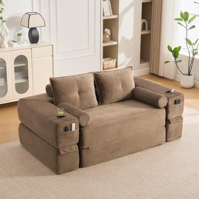 Kodotan sofa Compact 2-Seats Convertible Sofa Bed, Seat Boneless Sleeper Futon, Adjustable Movable Headrests, Thick Back Support