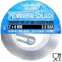 2 x 4 mm PVC Luft Filter Wasser Universal Labor Aquarium Terrarium Schlauch klar...