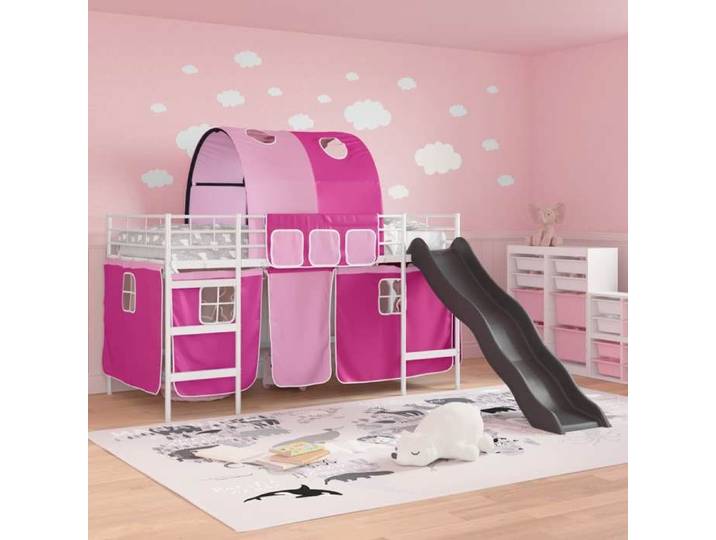 Lit 2 places - 107 x 200 cm - Blanc - - Lit mezzanine pour enfants - élégant - pour enfants 127143