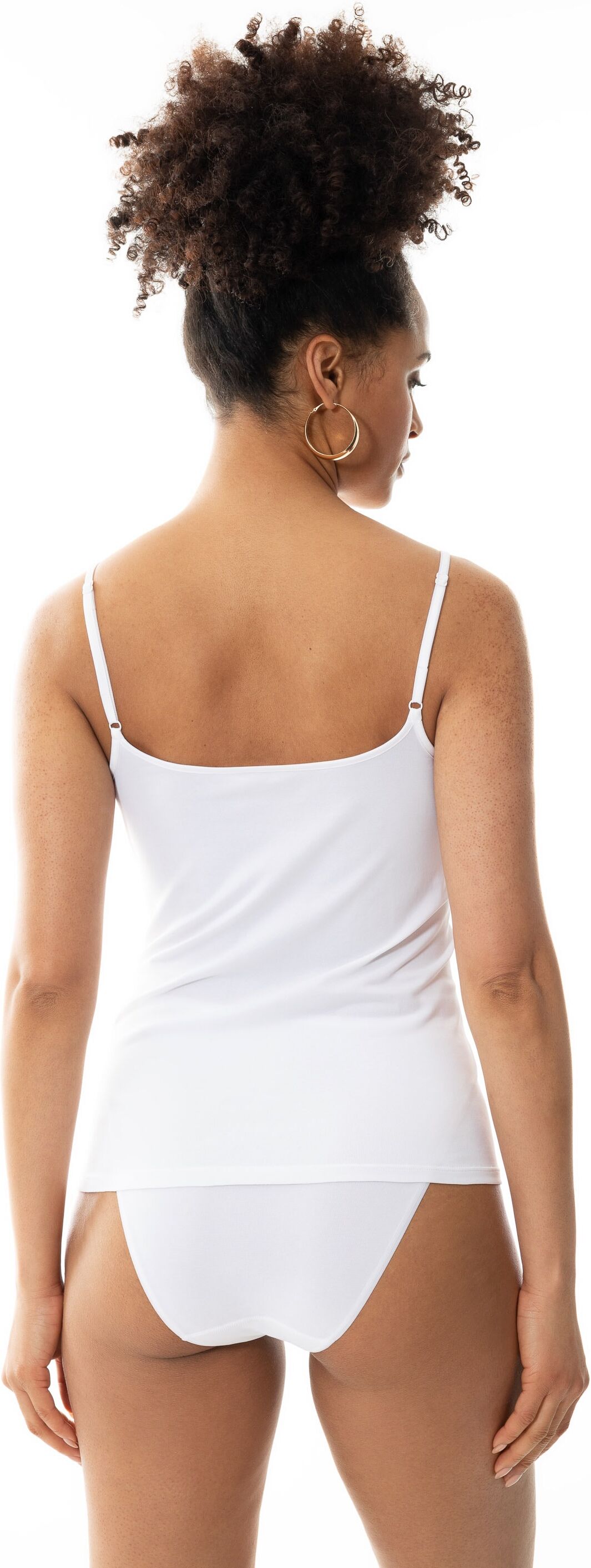 Spaghettitop MEY "PURE SENSE", Damen, Gr. 4XL (5XL), weiß, Feinripp, Obermaterial: 50% Viskose, 46% Polyamid, 4% Elasthan, unifarben, körpernah hüftbedeckend, tiefer V-Ausschnitt, Tops Spaghettitop, ohne auftragende Seitennähte, tiefer V-Ausschnitt