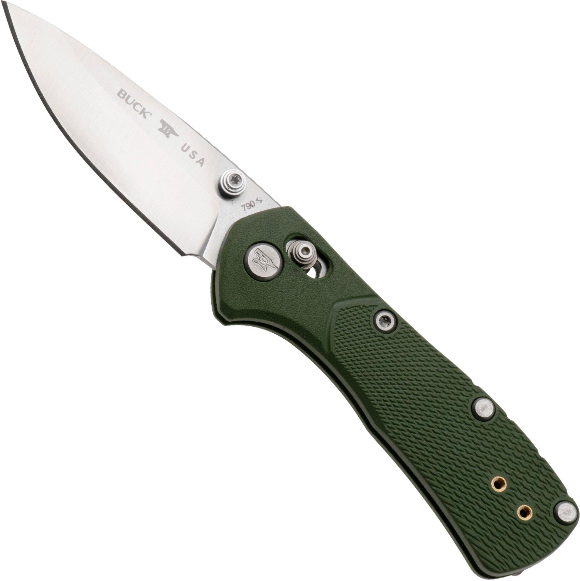 Buck 790 Mini Range Pro 0790GRS1 Satin 154CM, Green FRN, coltello da tasca