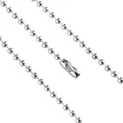 100 Kugelketten vernickelt, silber, mit Einpressverschluss, Länge 800 mm (80 cm), Kugeldurchmesser 2,4 mm, 100 Stück, Metall