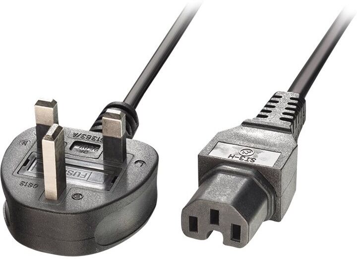 Lindy Power Cable BS 1363A to Hot Conditioned IEC C15 2m Black