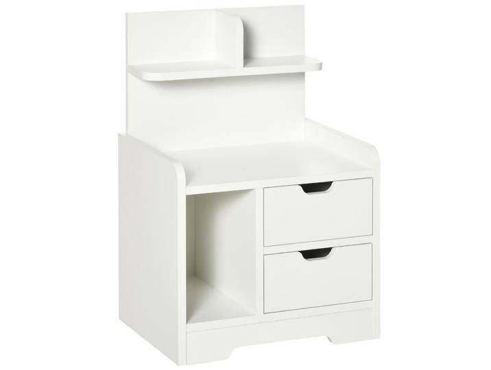 Chevet table de nuit multi-rangement blanc